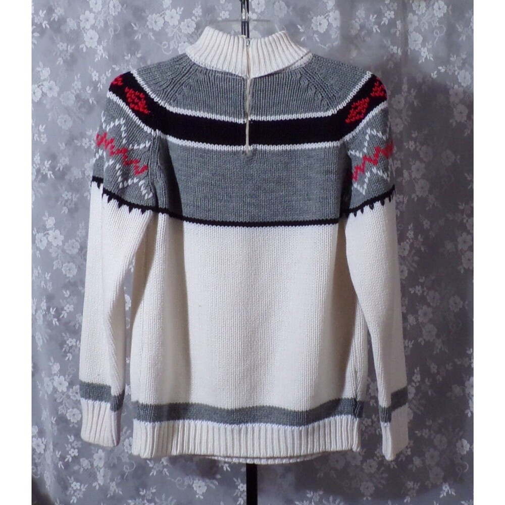 Vintage 70s Turtleneck Sweater Size Medium M/L 1970s Retro Fair Isle Ski Resort - Picture 2 of 6